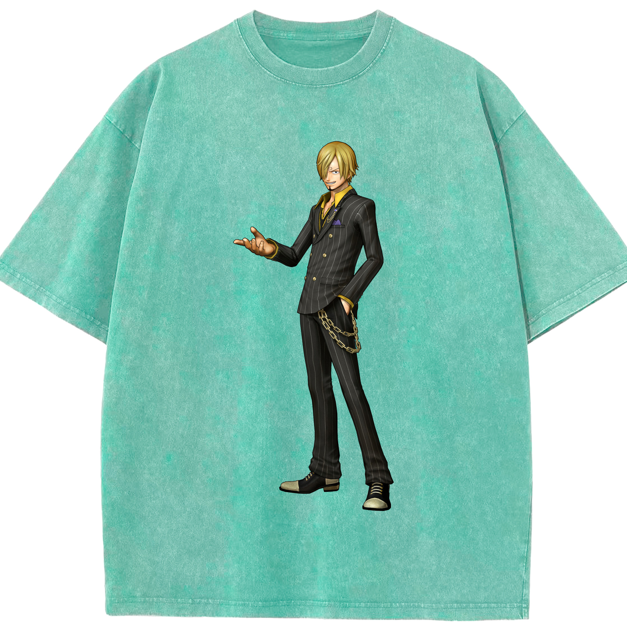 ワンピース サンジ ONE PIECE Sanji 綿100% ヴィンテージ風 半袖Tシャツ（フロントプリント）